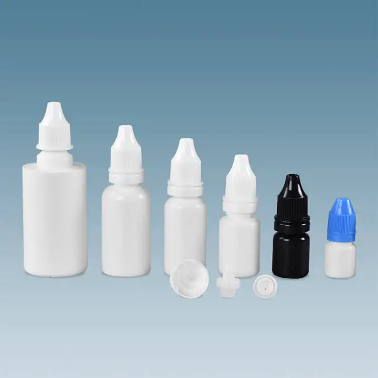 Botellas cuentagotas de plástico con tapa de seguridad, muestra gratis, 5ml, 10ml, 15ml, 30ml