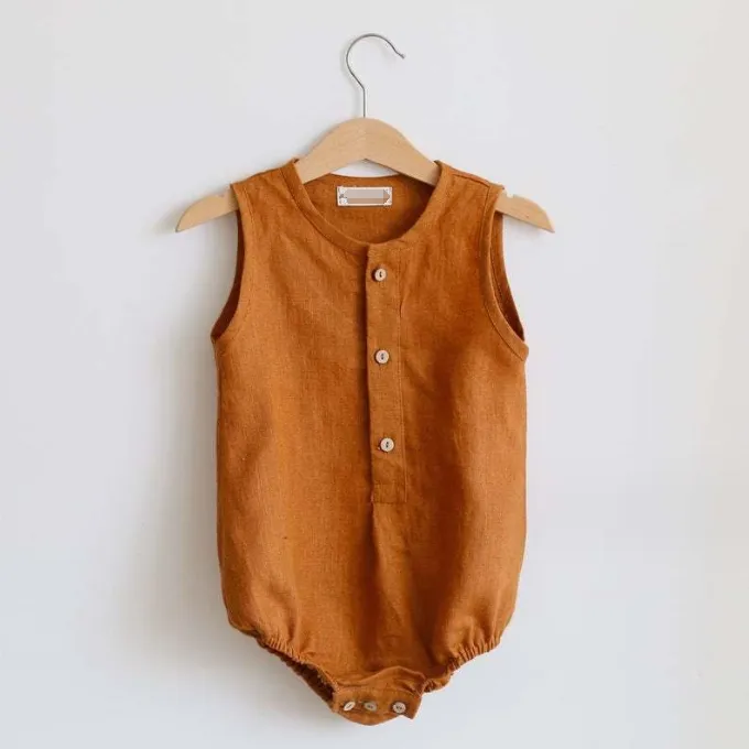 OEM 100% Linen Baby Jumpsuits Rompers