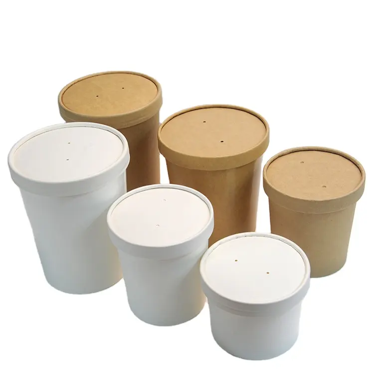 Recipiente Biodegradable de Papel Kraft para sopa, tazón de fideos, vaso de papel para sopa, alta calidad, precio de fábrica