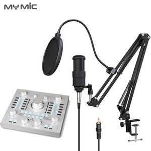 Kit de tarjeta de sonido con micrófono MY MIC, Equipo de Estudio, condensador, interfaz de audio usb para transmisión en vivo, grabación de voz