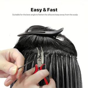Extensiones de cabello Alicates Punta Herramienta Hogar Micro Anillos Gancho Aguja Estilo Pluma Multifuncional Tirar Loop Beads - Product Image 6