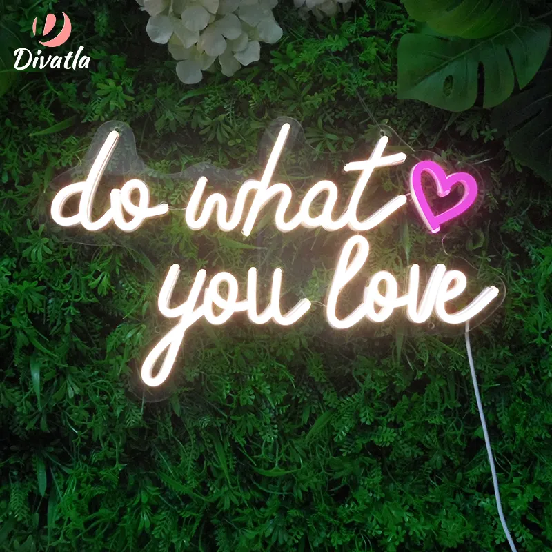 Personalização DIVATLA Faça o que você ama Cerimônia De Casamento Festa Romântica Atmosfera Decoração Acrílica Led Light Neon Sign