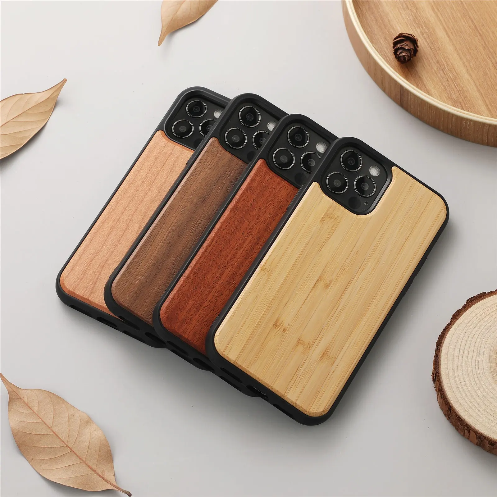 Funda trasera de TPU a prueba de golpes, funda de teléfono de madera Natural para iPhone 11/12/13/14, venta al por mayor