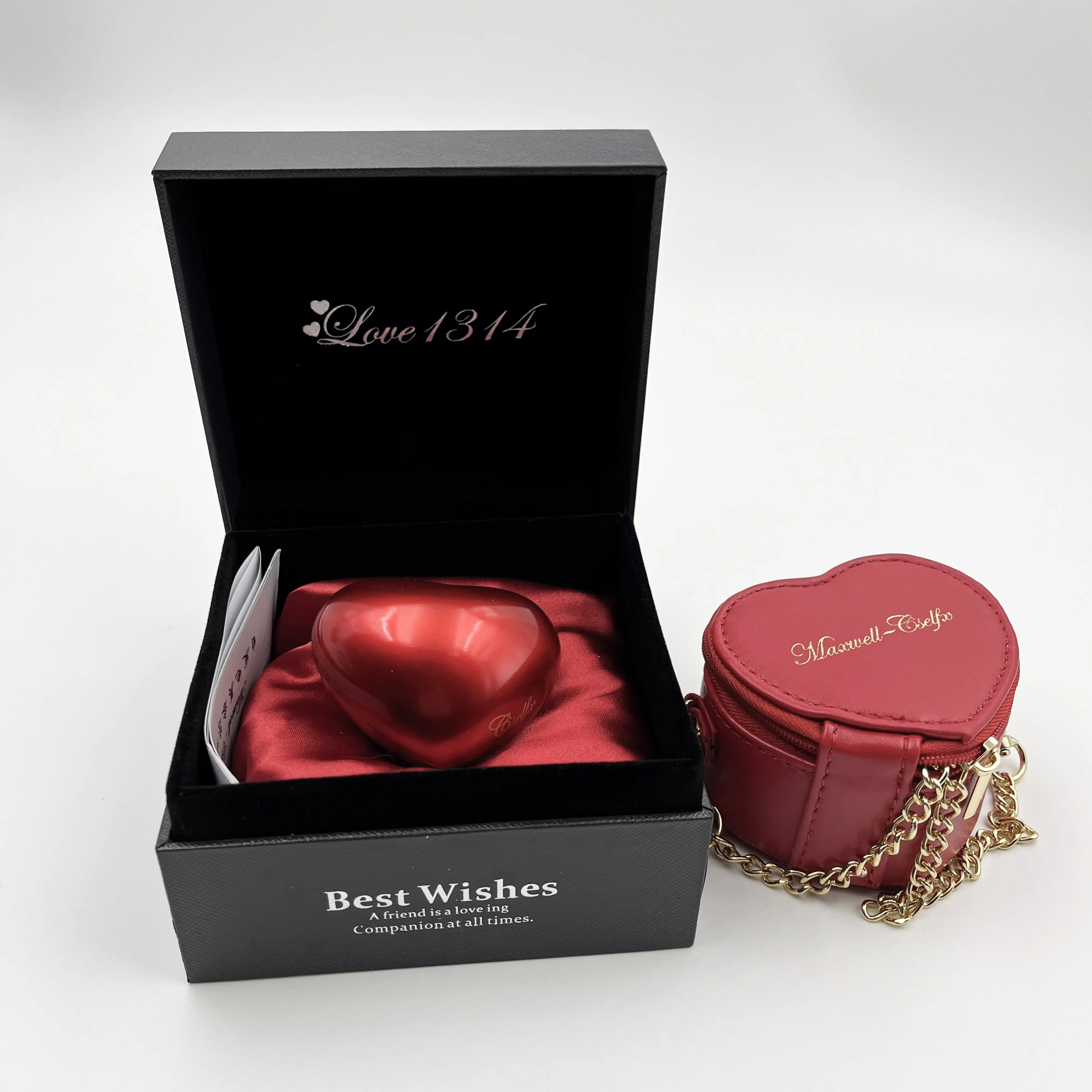 Maxwell-Cselfx - Dispositivo de beleza auto-alimentado para rejuvenescimento da pele, dispositivo anti-rugas, modelo básico em forma de coração, bolsa vermelha rosa