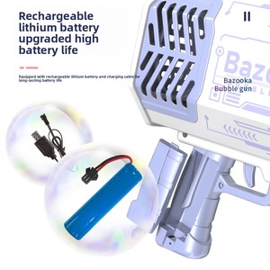 Hot Bán Mini gatling Súng Bong Bóng Với 40 Lỗ Không Gian Ánh Sáng Màu Xanh Trẻ Em Của Đồ Chơi Ngoài Trời <span class=keywords><strong>Rocket</strong></span> Launcher Máy Bong Bóng - Product Image 5