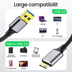 USB 3.0 ประเภท A ชายไปยัง Micro B ชายชาร์จข้อมูลสายไฟโอนข้อมูลฮาร์ดดิสก์ข้อมูลซิงค์สายสําหรับฮาร์ดไดรฟ์ HDD ภายนอก - Product Image 6