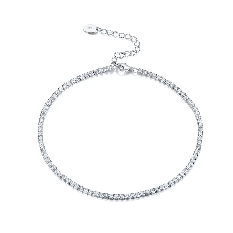 Hot sale anklets foot jewelry wholesale 925 sterling silver tennis chain bracelet anklets for women