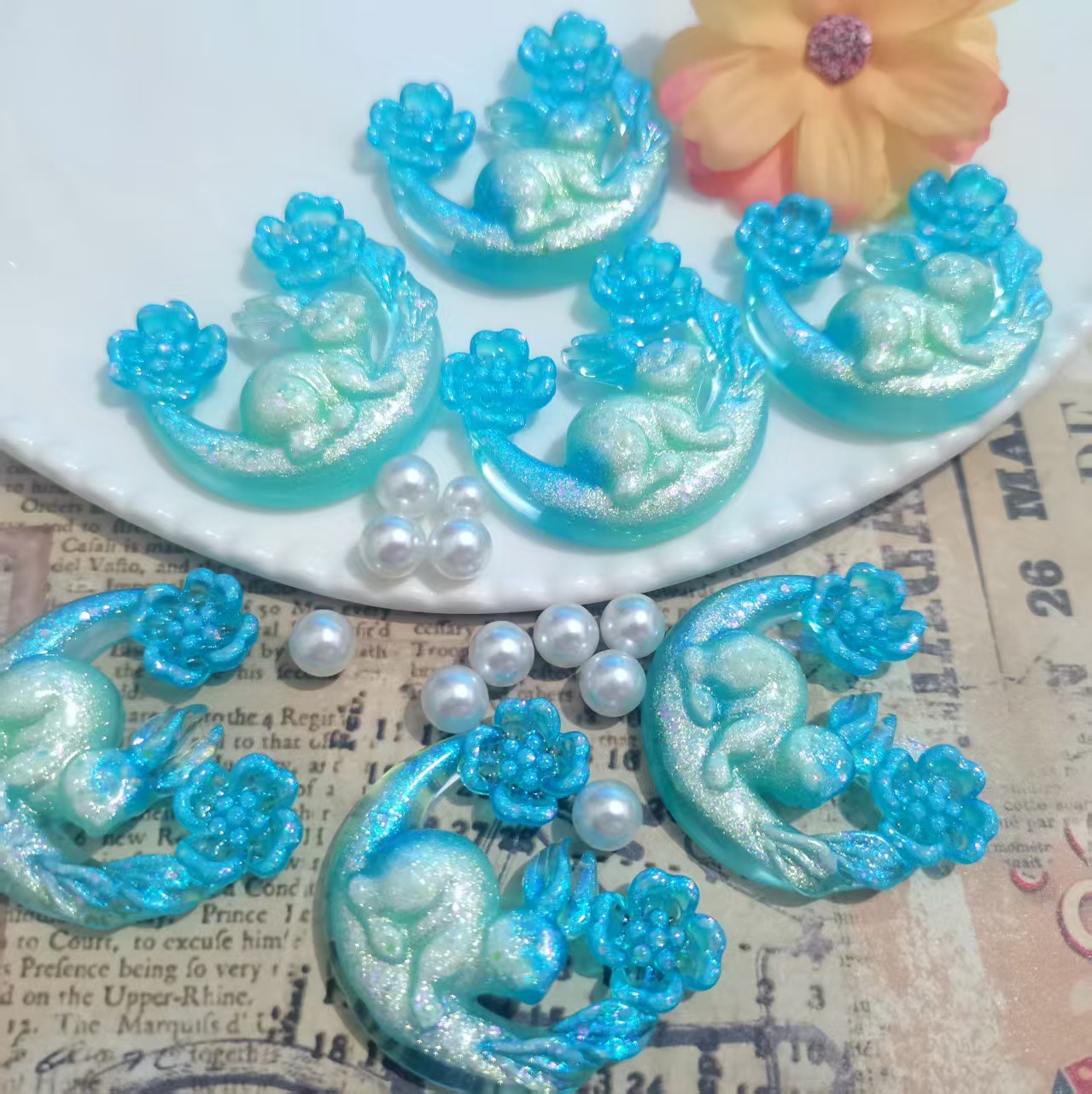 Lake blue mint green