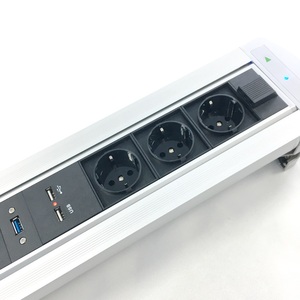 Aleación de aluminio 220V 250V 16A Motorizado oculto girado Alemania abatible hacia arriba enchufe de escritorio con cargador USB y caja de cable de datos - Product Image 5