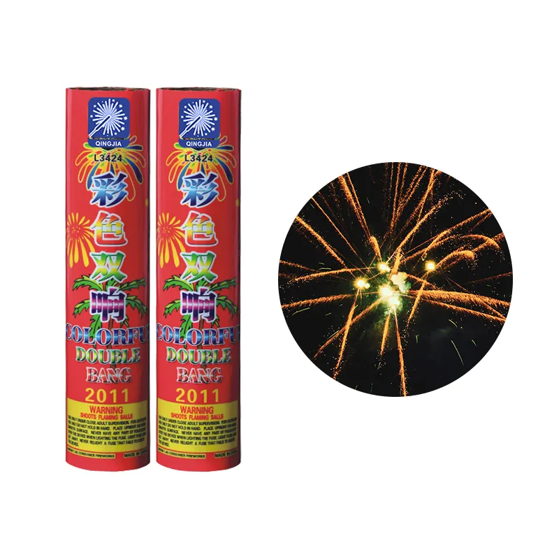 L3424B Colorato Doppio Bang pirotecnici cilindro display shell fuochi d'artificio per la vendita