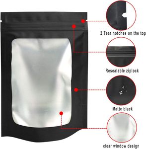 Tùy chỉnh in Chứng Khoán Đỏ đen trắng có thể khóa lại túi khóa zip kim loại bao bì túi mờ cửa sổ dây kéo đứng lên túi - Product Image 2