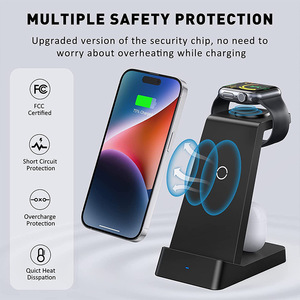 18W 3 in 1 kablosuz şarj standı masası tipi C şarj istasyonu iPhone 16 15 14 13 için Apple izle 6 9 ve Airpods 3 2 - Product Image 2