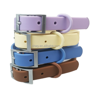 Collar de perro de PVC mate con diseño de macarrones coloridos, patrón sólido moderno con anillo en D a juego y remaches personalizados para gatos - Product Image 1