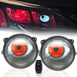 3 inç 12V uzaktan kumanda 2 In 1 araba led sis LED şeytan gözler far projektör Lens için araba motosiklet dinamik dekoratif işık - Product Image 1