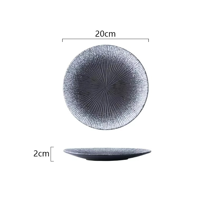 Plato rayado de 8 pulgadas - azul B