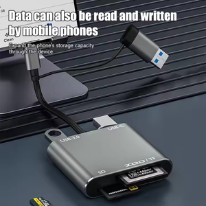 5合1扩展坞多功能存储卡读卡器Usb 3.0 usb-c至Tf Sd Xqd读卡器适配器，适用于Iphone 15 Pro/Max - Product Image 6
