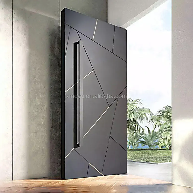 Pintu Besi Pivot Pintu Masuk Depan Villa 8 Kaki Pintu Interior Turki Besi Tempa Pintu Keamanan Modern Kaca Baja Ayunan Manual CN; J