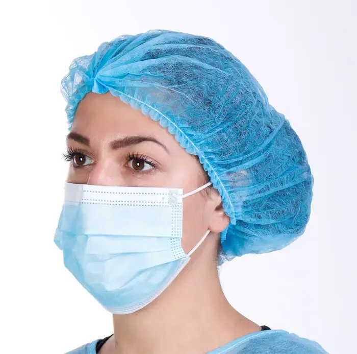 Double elastic clip cap Medical Hair cover surgical non woven disposable head cap