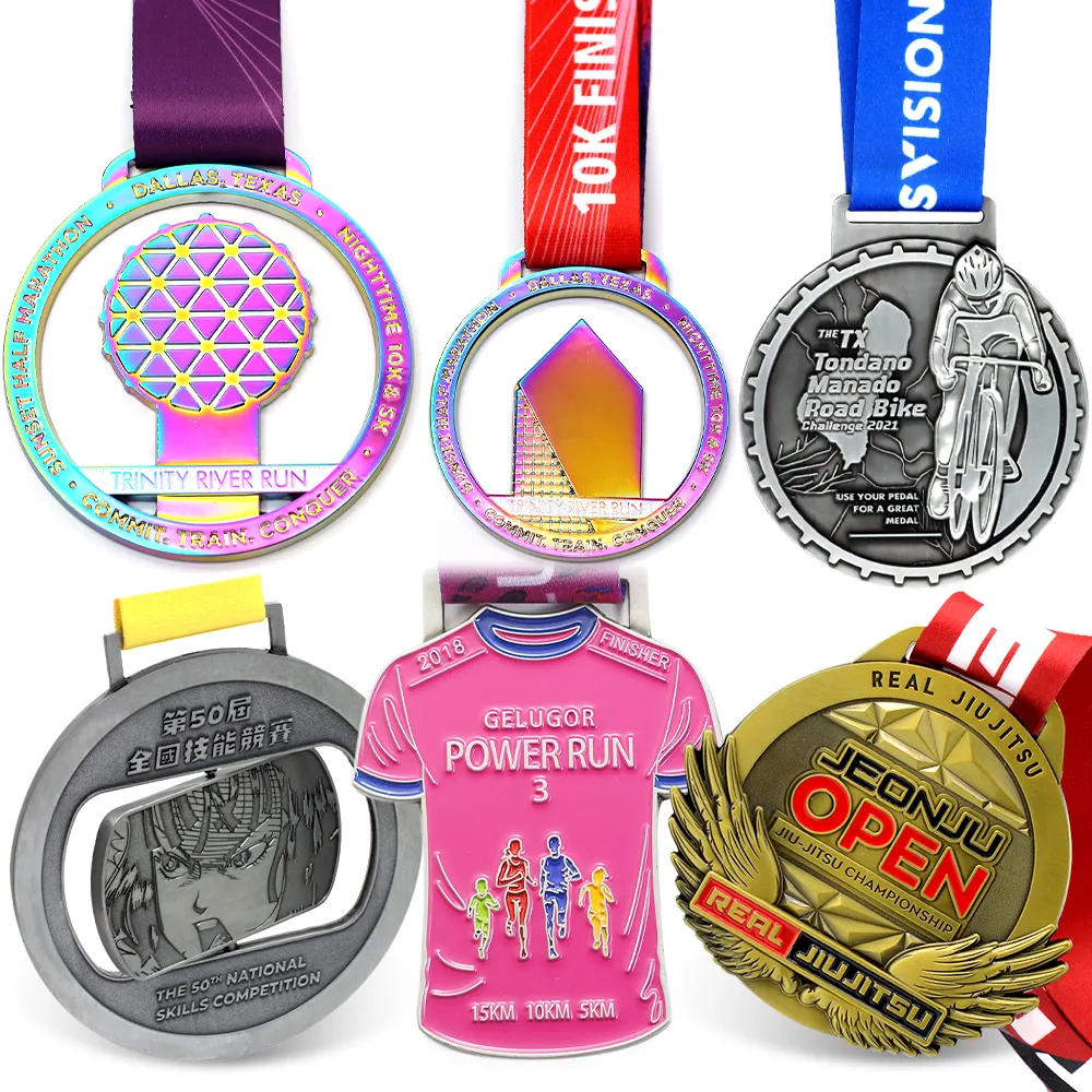 Custom 3D Blank Gymnastiek Voetbal Award Medaille Goud Kleur Ronde Sport Voetbal Medailles En Trofeeën