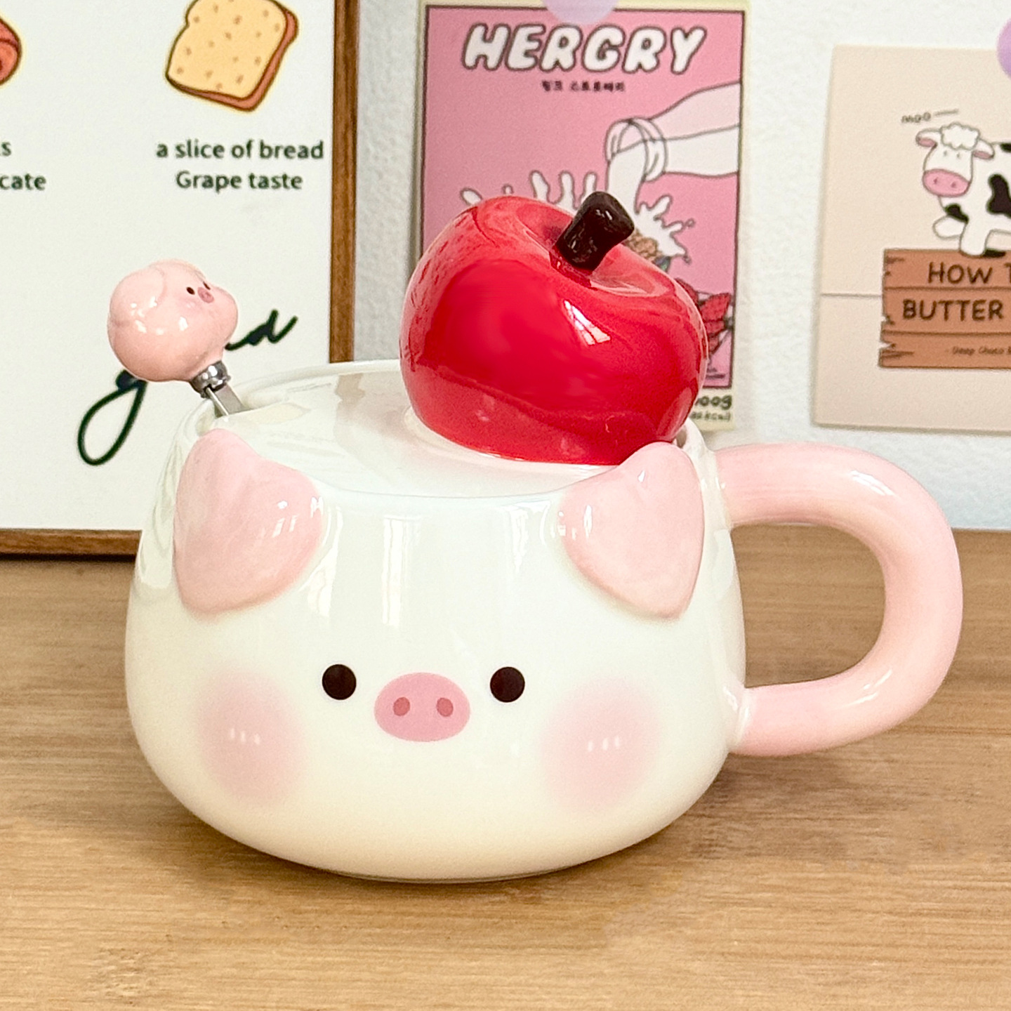 Tasse de petit-déjeuner cochon - Rouge