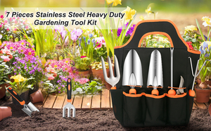 Cheap Orange Color Stainless Steel Garden Digging Raking Pruning <strong>Tool</strong> Set with Big <strong>Tool</strong> <strong>Bag</strong> - Product Image 6