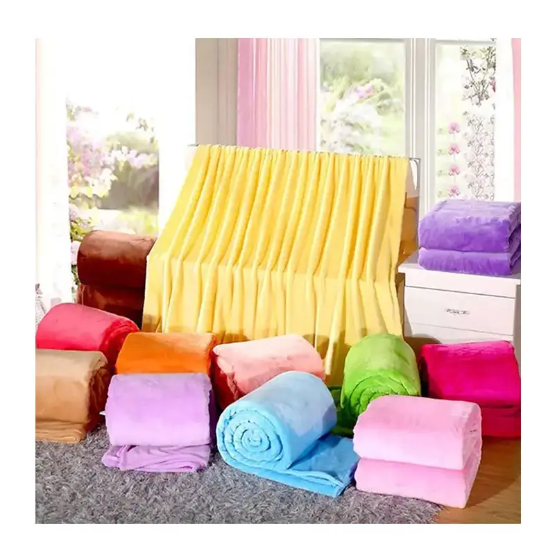 Manta polar de franela para el hogar, cobertor suave de Sherpa para sofá y cama, de color liso, 200x230cm