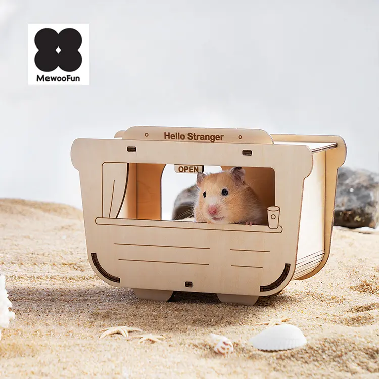 MewooFun Detachable Guinea Pig Wood House Small Animal Hamster Wooden Hide Home Houses for Hamster
