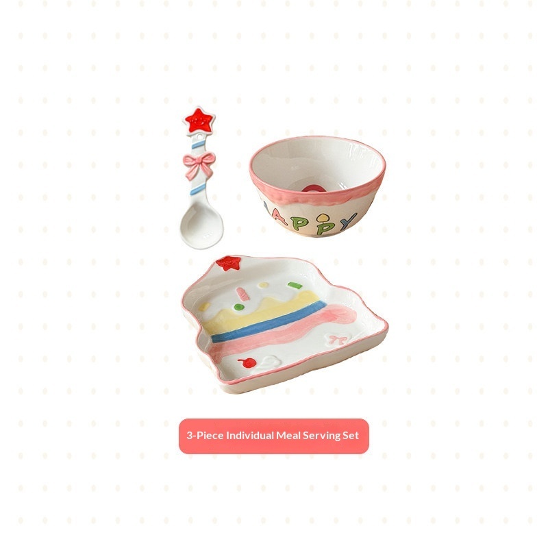 Juego de 3 platos de modelado para una persona.