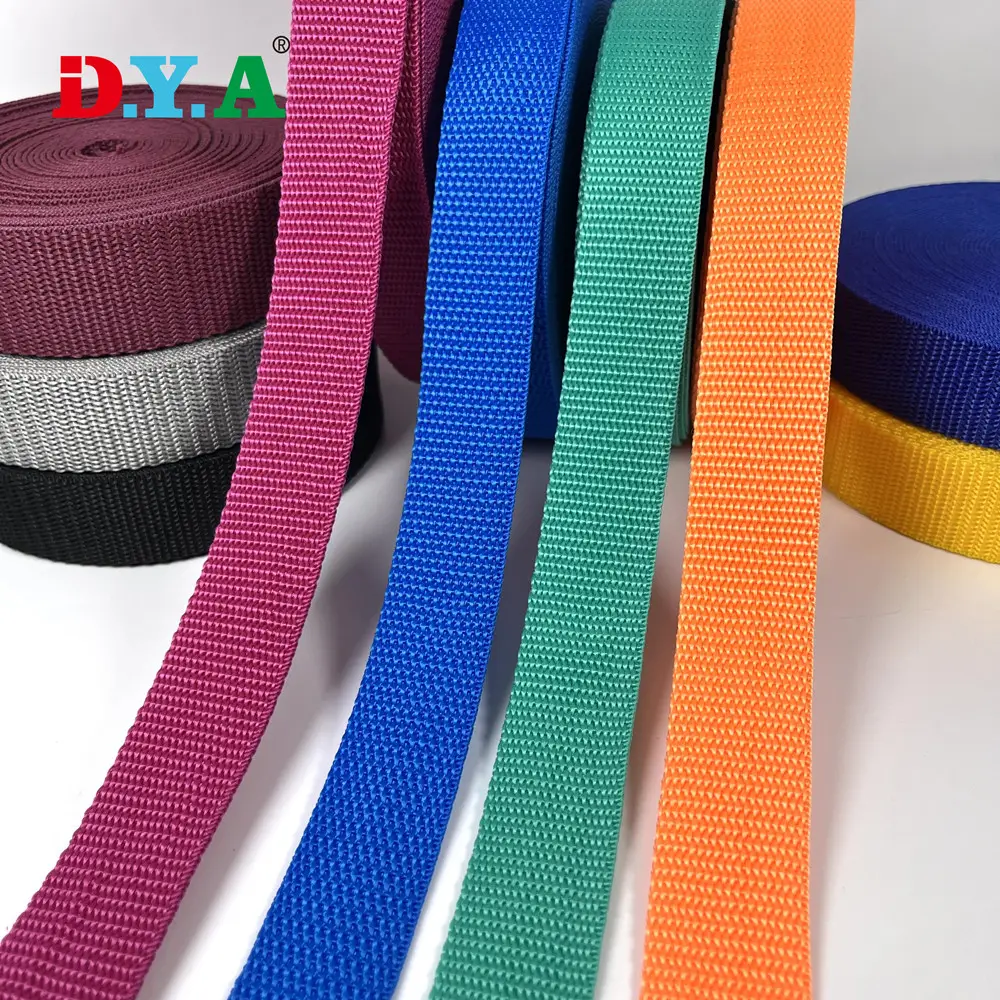 Factory wholesale high quality 25mm colored pp belt webbing polypropylene woven webbing strap for backpack strap