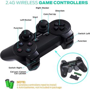 คอนโซลเกม Plug & Play ย้อนยุคที่มี20000 + เกมในตัวเอาต์พุต4K HD 2.4GHz โมเดล Wireless-X2รองรับฟอร์แมต FC - Product Image 2