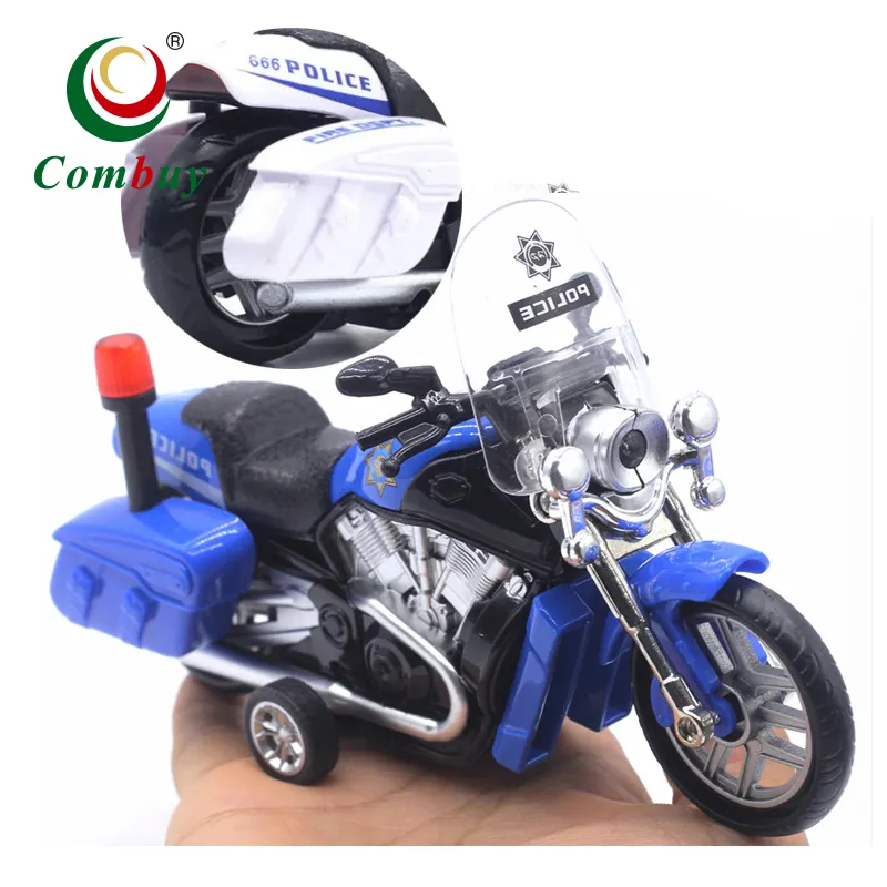 1:16 oyuncak mini geri çekin ses ışığı polis motosiklet döküm