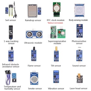 16 Arten von Sensor-Kit das Sensormodul Paket Boden Regentropfen Rauch Ultraschall-Infrarot geeignet für Raspberry Pi Arduino