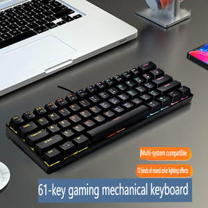 Directo de fábrica, teclado de juego de eje mecánico de 61 teclas, retroiluminación LED, iluminación de colores mezclados, aplicación de juego de oficina de metal - Product Image 4