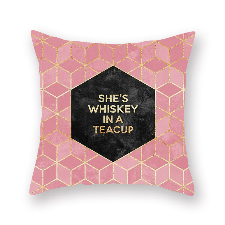 ins Nordic style rose gold pink peach skin velvet cushion cover geometric patchwork velvet cushion cover sofa seat cushion cover
