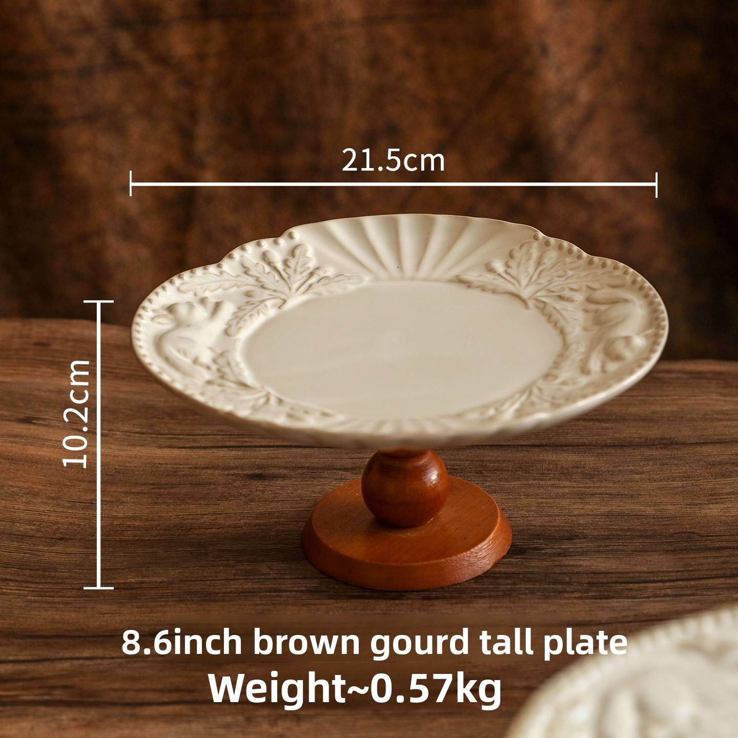 Assiette haute en forme de gourde marron de 8,6 pouces