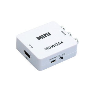 Convertidor HDMI2AV 1080p, caja blanca/negra, entrada HD a AV RCA CVBS, adaptador de salida compuesta