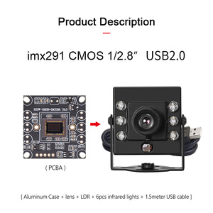3206ミニUSB HDカメラスターライトナイトビジョン付き1080P IMX291 IR940 H.264 UVC 2.9mm 100度歪みのないCMOSセンサー - Product Image 3