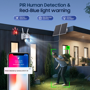 20W 2Kพลังงานแสงอาทิตย์ Night Visionสีแดงและสีฟ้าLinkage Floodlight PTZ 4MP 4Gพลังงานแสงอาทิตย์กล้องกล้องวงจรปิดความปลอดภัยกล้องพาโนรามา - Product Image 5