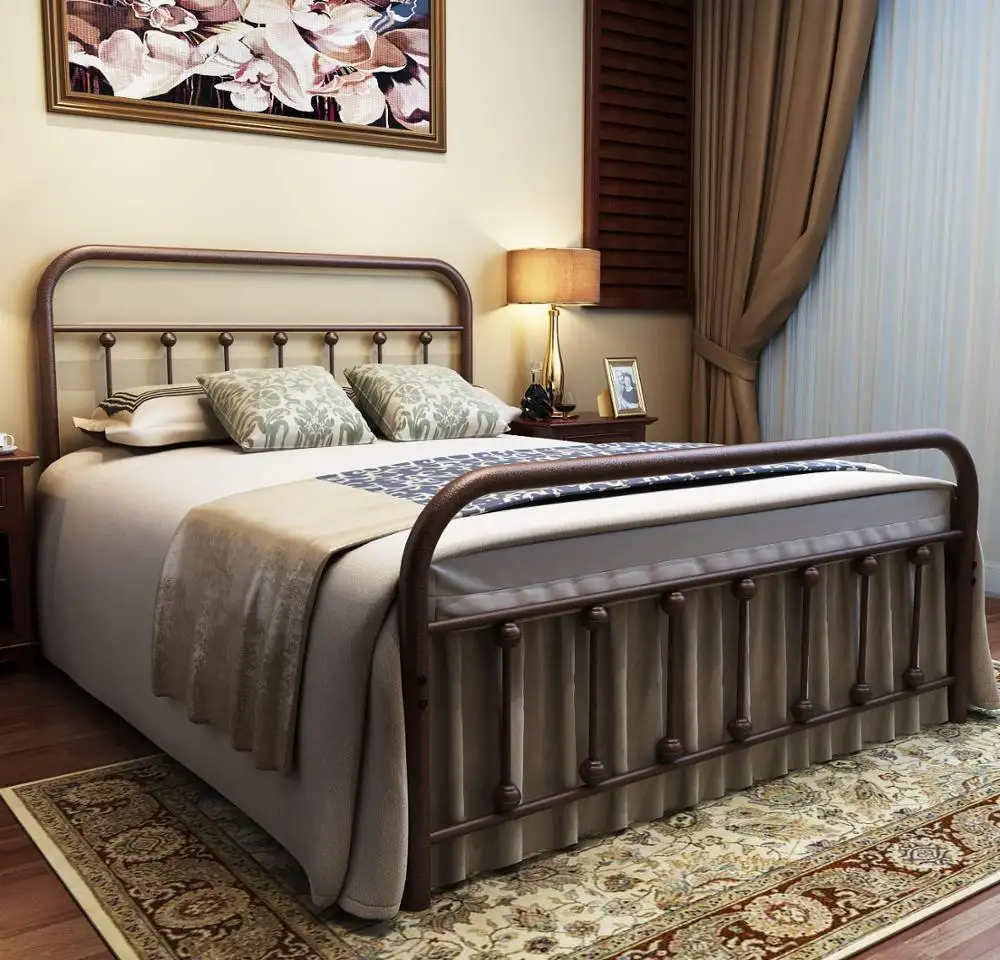 Marco de cama de Metal tamaño completo la cabecera y el pie de cama Vintage estilo cama de hierro