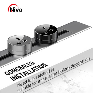 Aluminum Flush Socket with Switch Movable Power Rail <strong>Plug</strong> <strong>Mount</strong> Outlet for Kitchen Desktop 60cm Without Adapter - Product Image 1