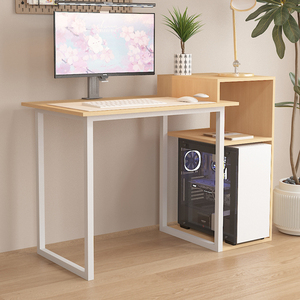 Mesa de ordenador portátil de fácil montaje y Escritorio de ordenador de estudio con estantería superior de MDF y base de metal para espacios pequeños, oficina y hogar - Product Image 1