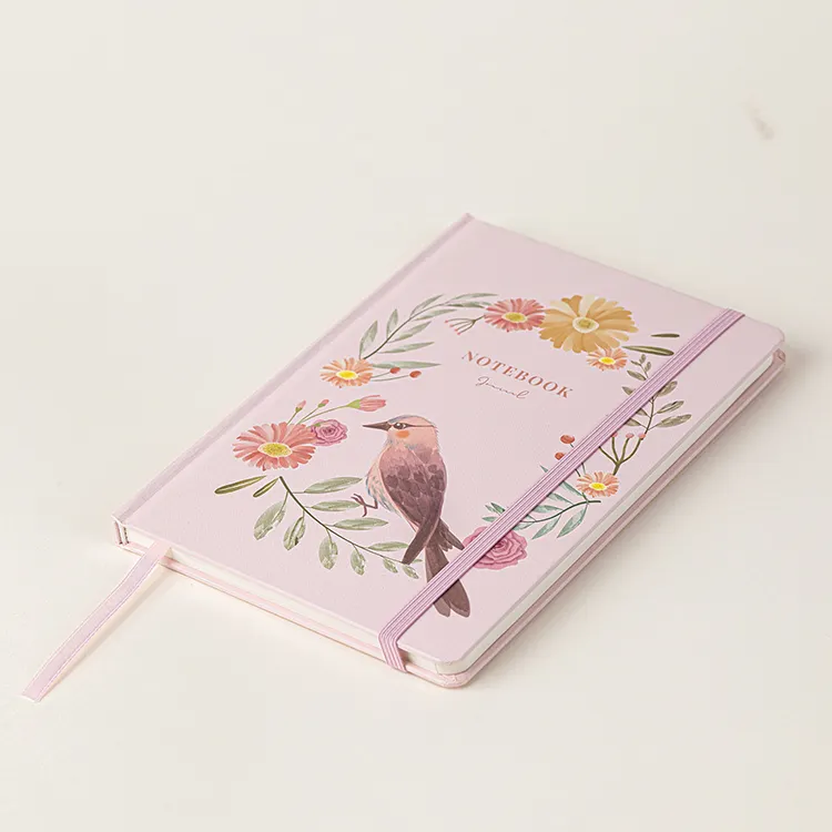 Briefpapier Lieferant Benutzer definierte Malerei Luxus Notizbuch Vogel Blume gedruckt Recycling papier Punkte gefüttert A5 Journal Skizzenbuch