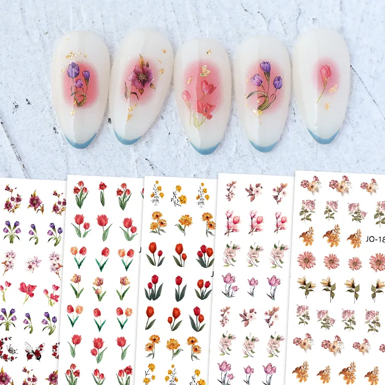 Pegatinas de margaritas pequeñas para salón de manicura, adhesivos coloridos con diseño de flores y tulipán para uñas, tatuajes, arte, para niñas