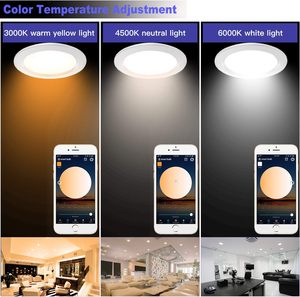 Smart Recessed Light <strong>4</strong> Inch Multicolorred Dimmable by App CCT 9 <strong>Watts</strong> CRI80+ Group Control Music Sync BT Smart <strong>LED</strong> Downlight - Product Image 2