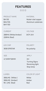 Seko FactoryカスタムBa15s 3030 Smd LED電球車のターン信号インジケータ駐車反転ライトDRLブレークライト