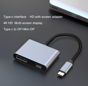 OEM ODM 4K 60hz双显示器C型集线器2合1 USB C型集线器，带铝合金外壳高清Abs材料C型至DP适配器 - Product Image 2