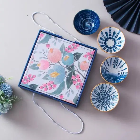 Mesa de comedor de estilo japonés tradicional, tazón de arroz, tazón de porcelana, plato de cerámica, regalo de boda, vajilla