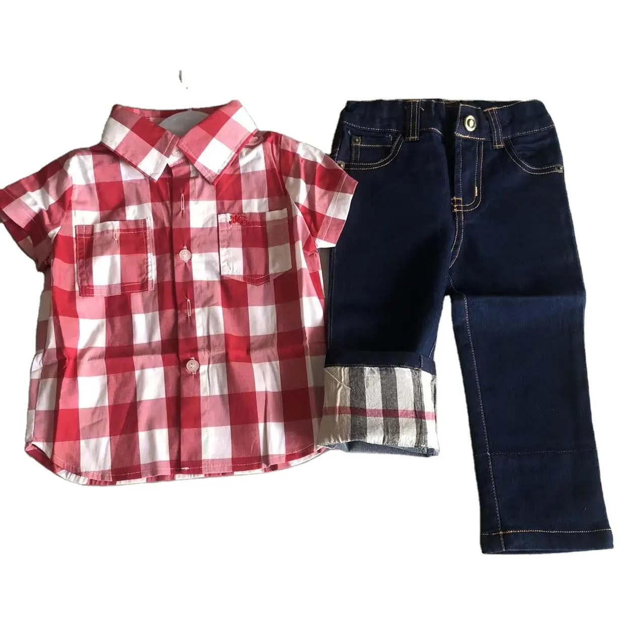 Conjuntos de roupas infantis, conjuntos de roupas clássicas para bebês, crianças, casuais, camiseta + calça jeans, conjuntos 2in