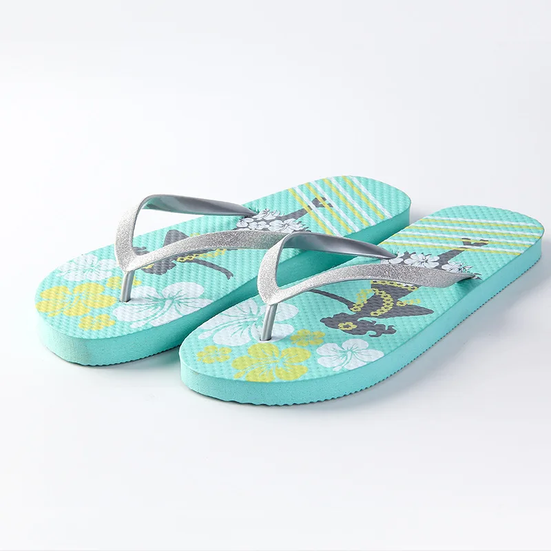 Custom Design Printed Beach Shoes Rubber PE Flip-flops Home Sandals EVA Slippers