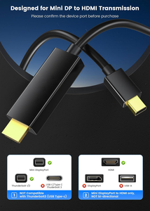 Cable adaptador Mini DisplayPort a HDMI 4K 60 Hz (1,8 m, 1,8 pies) para portátil, monitor y proyector. - Product Image 6